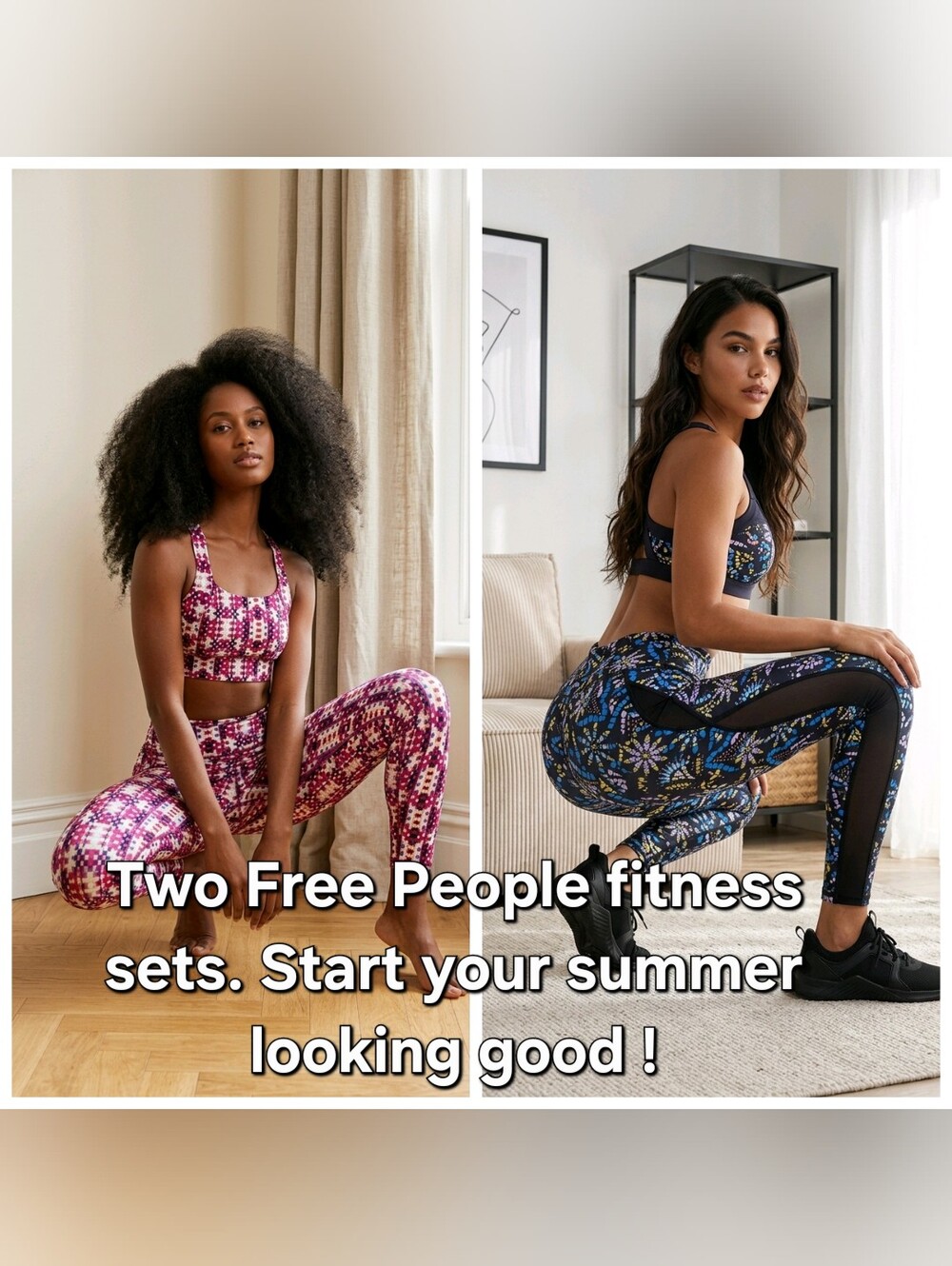 TWO Matching Sets Free People Movement Geometric Leggings & Top Size M